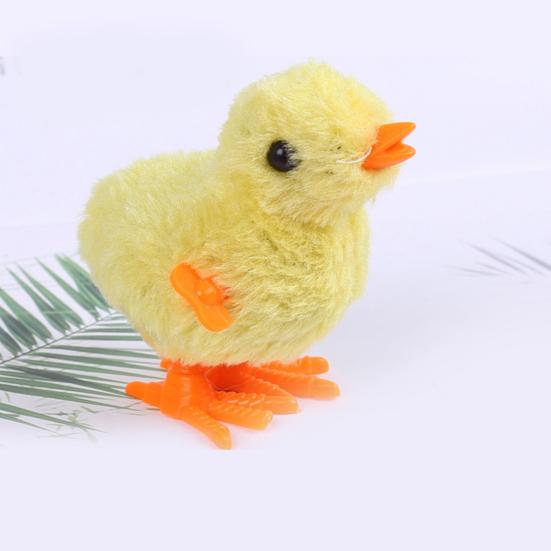 Wind-up Toy Soft Plush Chick Shape Kids Clockwork Toy Creative Cartoon Jumping Toy for Children Teens Adults