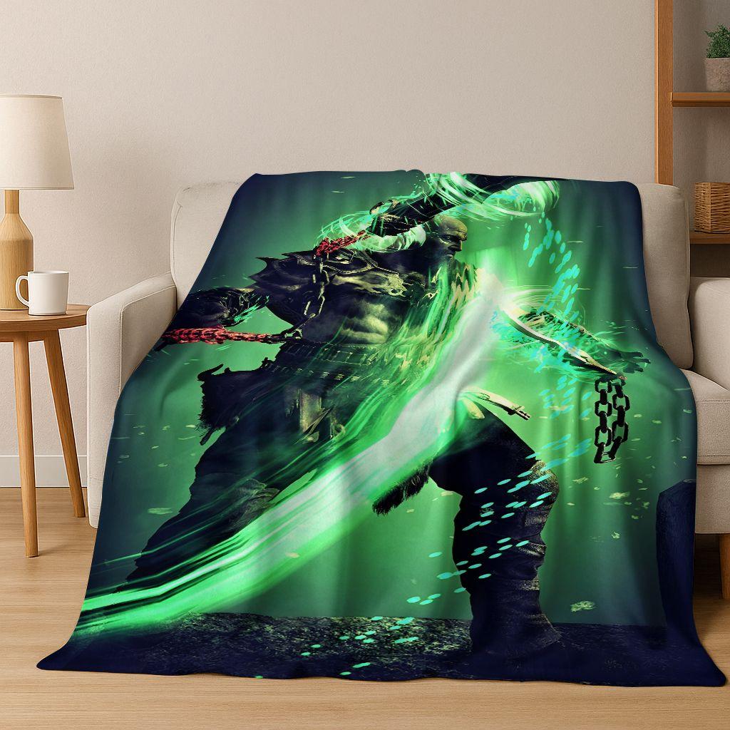 Classics God of War Kratos 3A Game Gamer Flannel Blanket,Warm and Cozy Soft Throw Blanket for Home Bedroom Bed Sofa Kid Gift