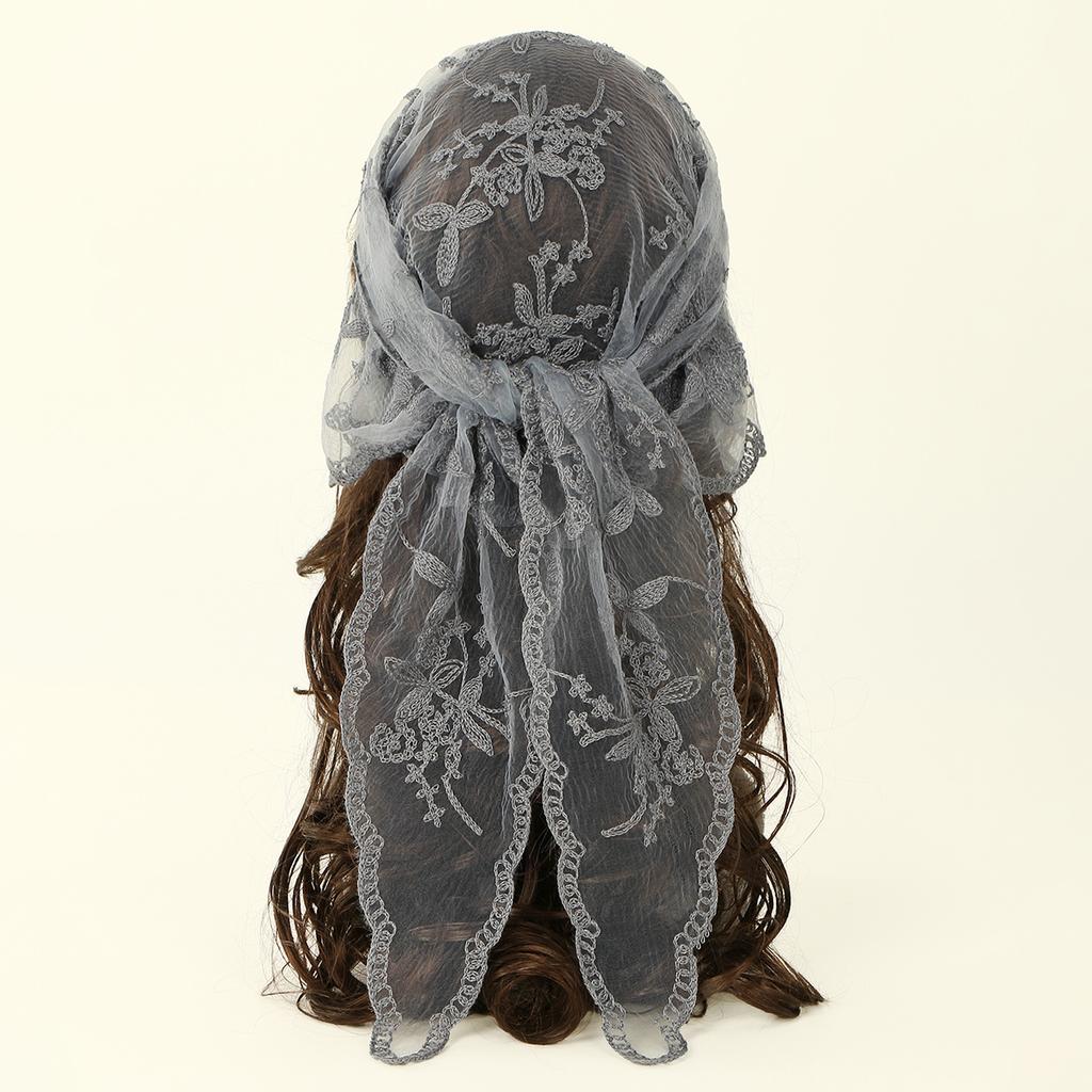 French Lace Triangle Scarf Embroidered Flower Lace Scarf Small Shawl Crochet Head Scarf Headwraps Bandana For Women