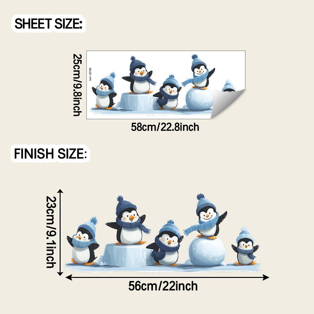 

Мультяшный катающийся пингвин Рождественская атмосфера Декоративные наклейки на стекло для двери и окна