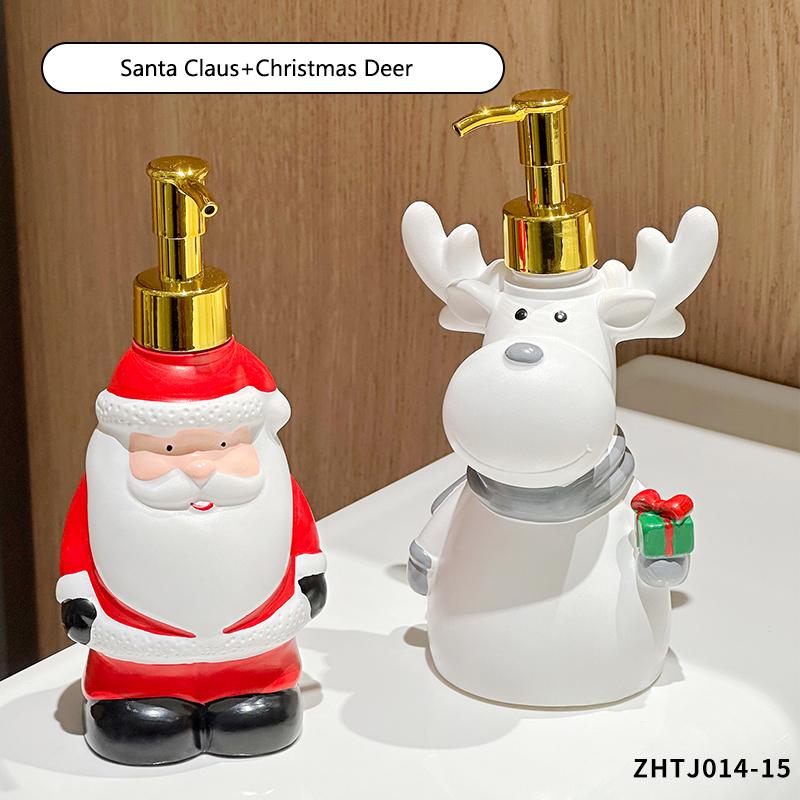 Flacone Sapone Creativo Babbo Natale Riutilizzabile Pupazzo di Neve Natalizio Dispenser Sapone Renna Flacone Pressa Gel Doccia Flacone Sapone per le Mani