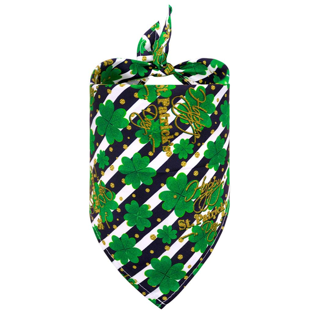 St Patricks Day Pet Bibs Adjustable Clover Pet Triangular Bandanas Creative Neckwear Gift for Small To Medium-Sized Pets