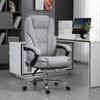 Massage Office Chair Heated Reclining Computer Chair With Adjustable Height And Footrest Grey