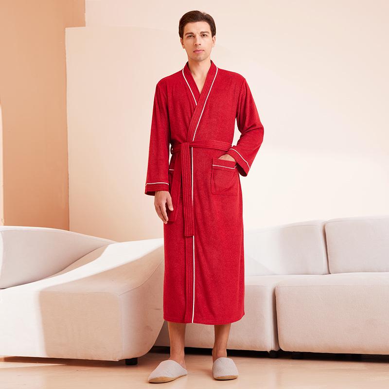 Unisex Quick-Dry Water-Absorbent Bathrobe: Four-Season Long-Sleeve Yukata with Towel Material