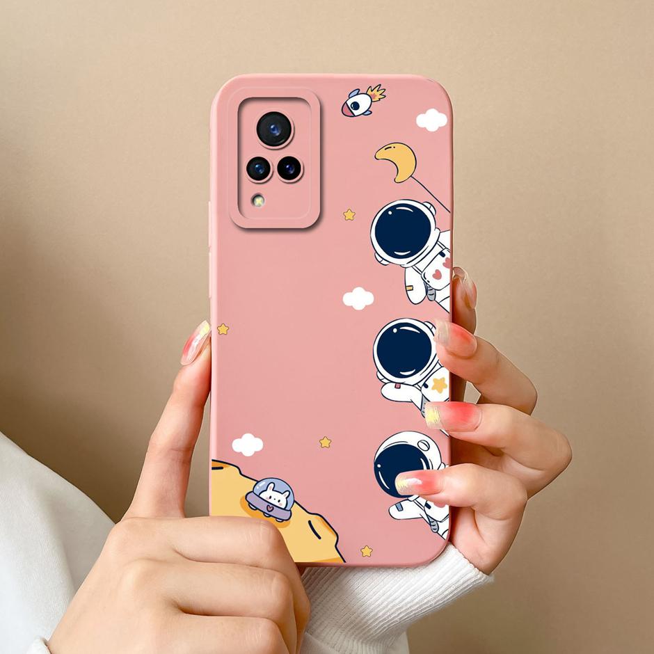 Phone Case For VIVO V21 4G 5G Cute Sweet Girls Cartoons High-quality Liquid Silicone Coque For VIVO V21 4G 5G New Design Funda
