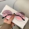 Popular Fashion Women Vintage Rimless Oval Sunglasses Women Brand Designer Glasses Travel Driving Eyeglasses UV400 Eyewear
