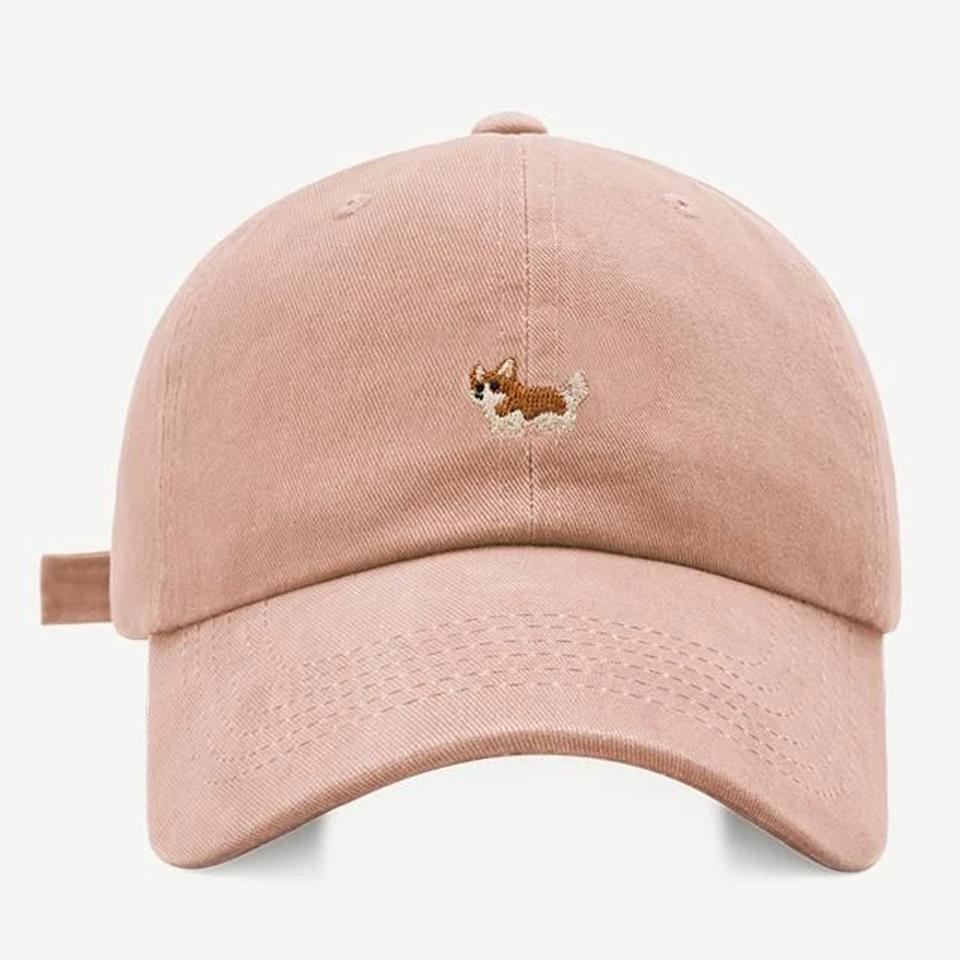 Śliczne haftowane czapki baseballowe dla mężczyzn i kobiet, kreskówka pies, regulowane osłony przeciwsłoneczne, moda, swobodna czapka hip-hopowa, swobodna czapka typu snapback, czapki trucker