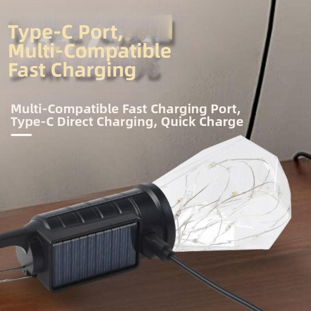 Handheld Waterproof LED Camping Light Dimmable Retro Solar Tent Light with Hook Portable LED Bulbs Lamp Outdoor