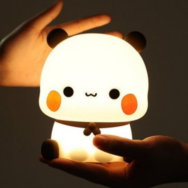 Niedliches Panda Nachtlicht LED Squishy Neuheit Tier Touch Nachtlampe 3 Modi Dimmbar Baby Kinder Schlafzimmer Nachtlicht Klopf-Lampe