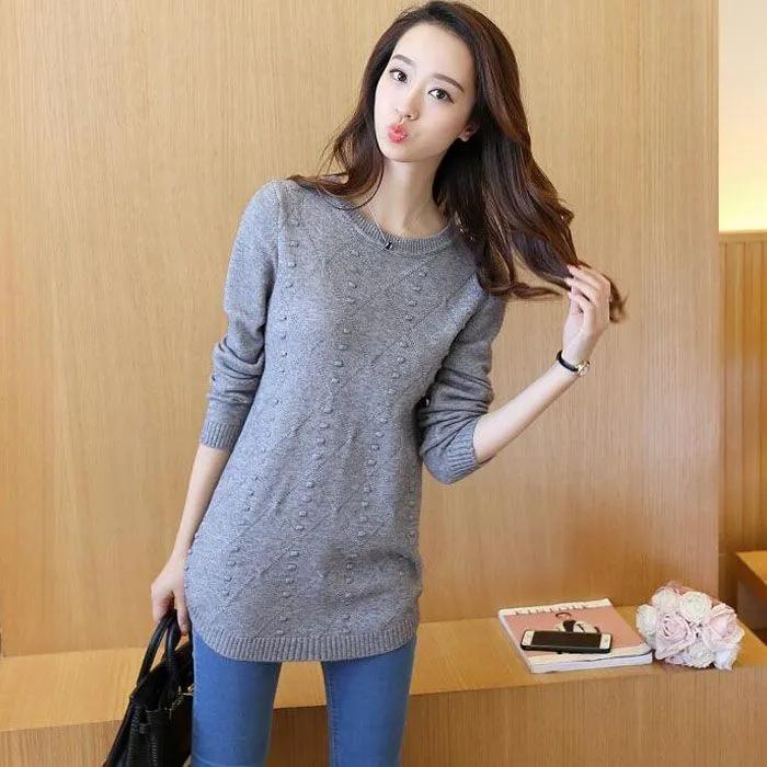 Women's Autumn Winter Long Sleeve Pullover Knitted Tops O-neck Casual Warm Sweaters Ladies Midi Long Slim Sweater
