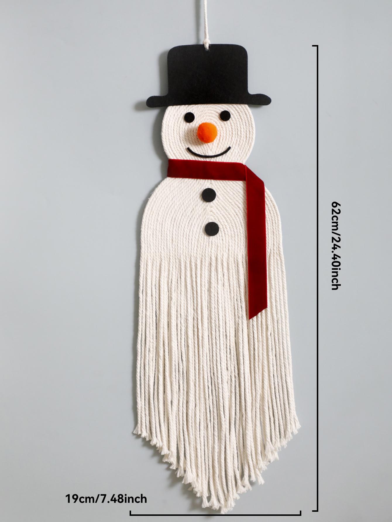 

Cute Macrame Snowman Wall Hanging Decor Christmas Snowman with Tassel Design Festive Ornament for Home Wall,Xmas Tree&Party Gift