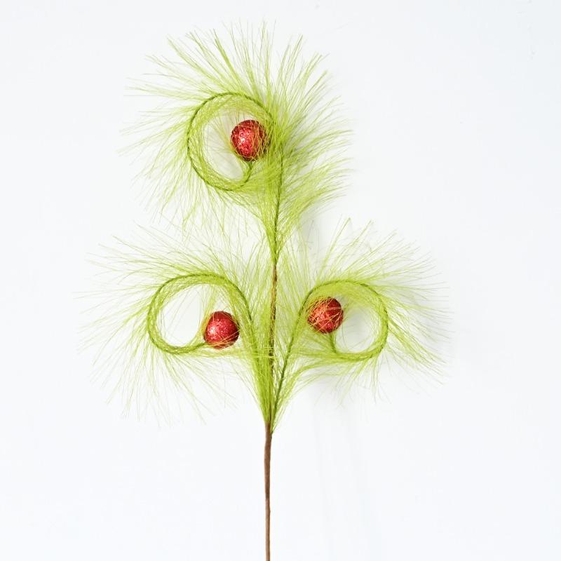 3 Fork Reed with Ball Christmas Branch Pampas Grass Christmas Tree Festive Atmosphere DIY Decorative Christmas Pendant Props