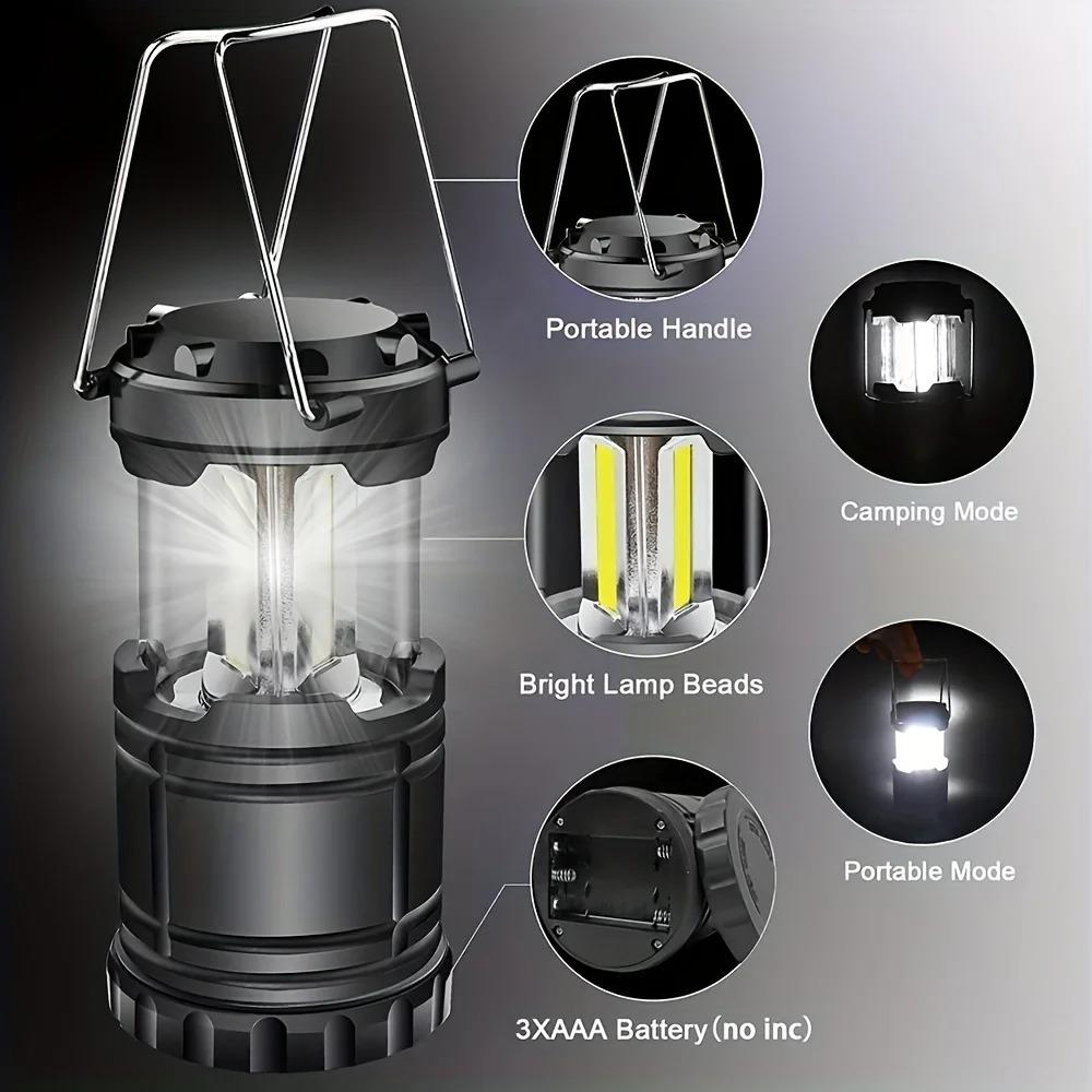 HOMEFISH Camp Lamp, Outdoor Tent Light, Portable Lantern, Multifunctional Emergency Light, Battery Powered (Without Batteries )