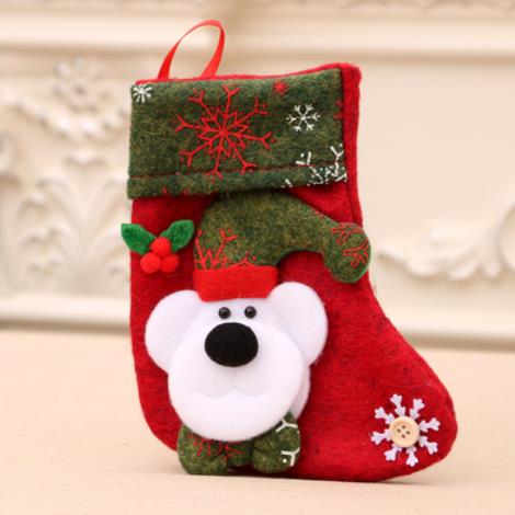 Christmas Stockings Socks with Snowman Santa Elk Bear Printing Xmas Candy Gift Bag Fireplace Xmas Tree Decoration New Year