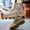 Fashion Men's Boots Winter Canvas Plush Warm High Top Comfortable Non Slip Outdoor Boots Lace Up Platform Short Boots Outdoor Shoes
