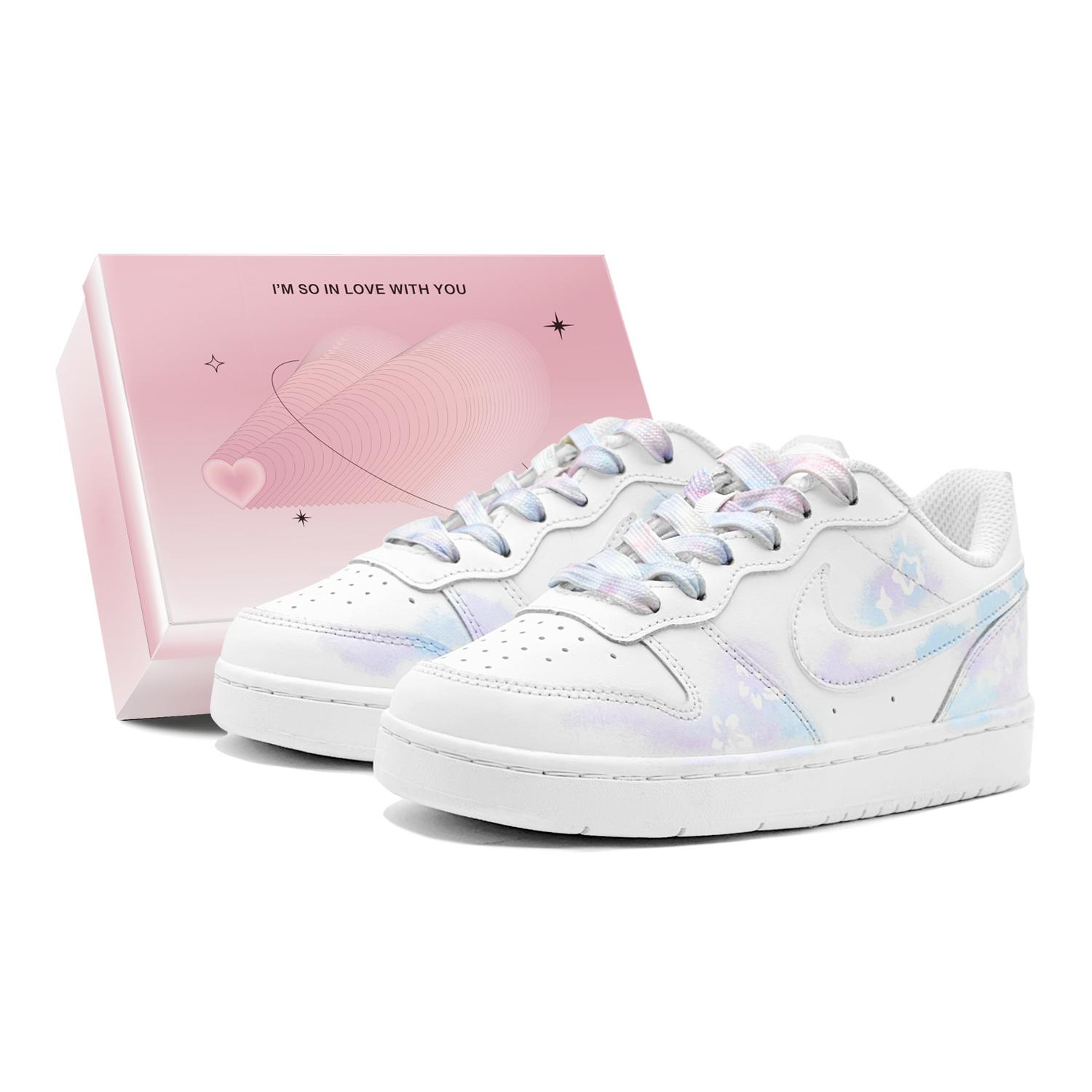

Nike Court Borough Colorful Stars Low top Casual Skate Shoes Women s Purple Blue BQ5448-100(TeamS2-S-BOX) 40