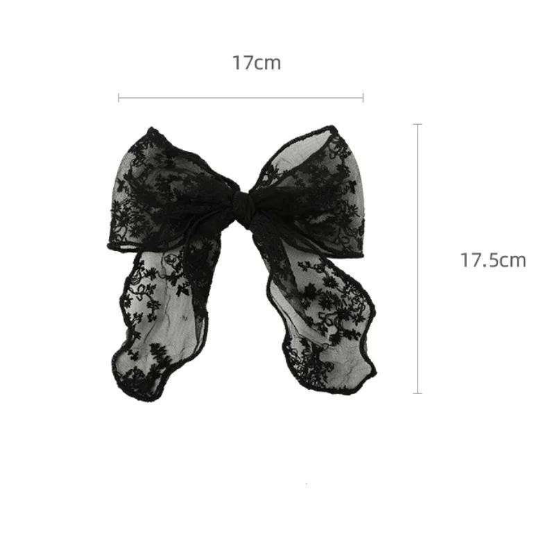Fashion Solid Color Women Lace Hairclip Black White Bow Hair Barrettes Girl Gentle Fashion Ponytail Hairpin Accessories