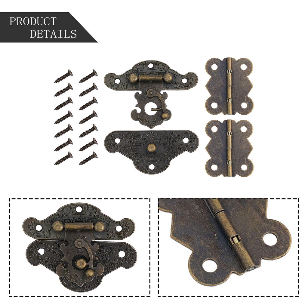 Cabinet Latches Hinge Bronze Cabinet Easy Installation Hasp Retro Design Antique Bronze Buckle Vintage Hardware