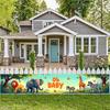 High-quality Party Backdrop Exotic Personalized Themed Zoo Animals Background Playful Birthday Banner for Nursery Decor