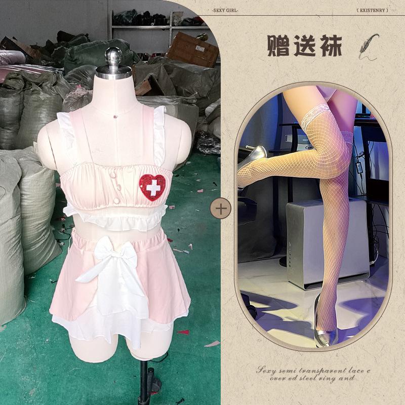 Neue sexy Dessous weiblich sexy durchbrochene Verführung tiefes V offener Rücken Krankenschwester Kostüm Cosplay sexy