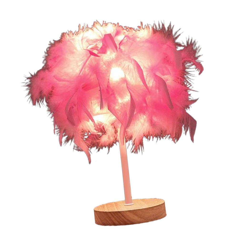 Feather Table Lamp Light Luxury Bedside Lamp Night Light for Bedroom Living Room Party Wedding