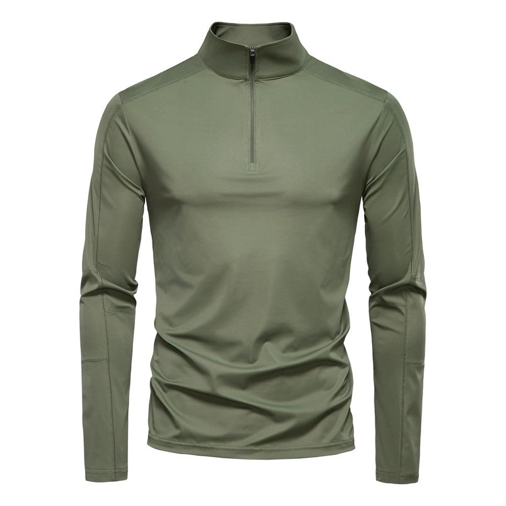 Spring and Summer Men's Sun Protection and UV Protection UPF100+base Shirt Long Sleeved Half Zip T-shirt for Men