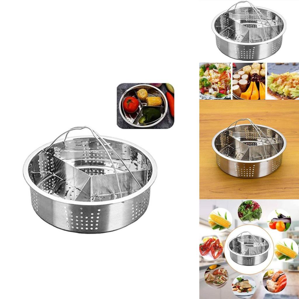 Stainless Steel Steaming Rack With Dividers For Rice Cooker And Microwave Cooking