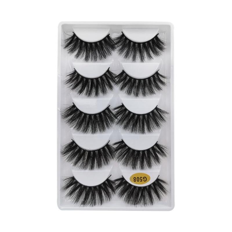 Natural Dense Slender Curling Handmade Fake Eyelash 5Pair Mink False Eyelashes Reusable Eyelash Extension Long Makeup for Beauty