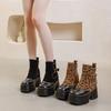 Autumn and Winter New 2025 Leopard Print New Korean Version Platform Martin Boots Trendy Side Zipper Middle Tube Versatile