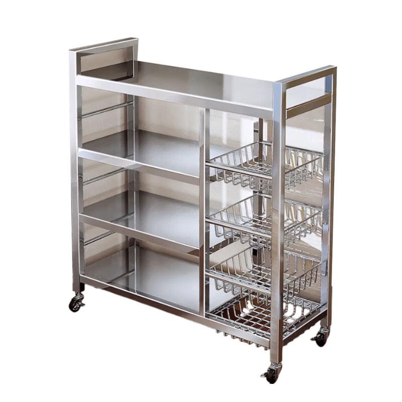 Beifu 4-Tier Carbon Steel Kitchen Storage Rack with Baskets