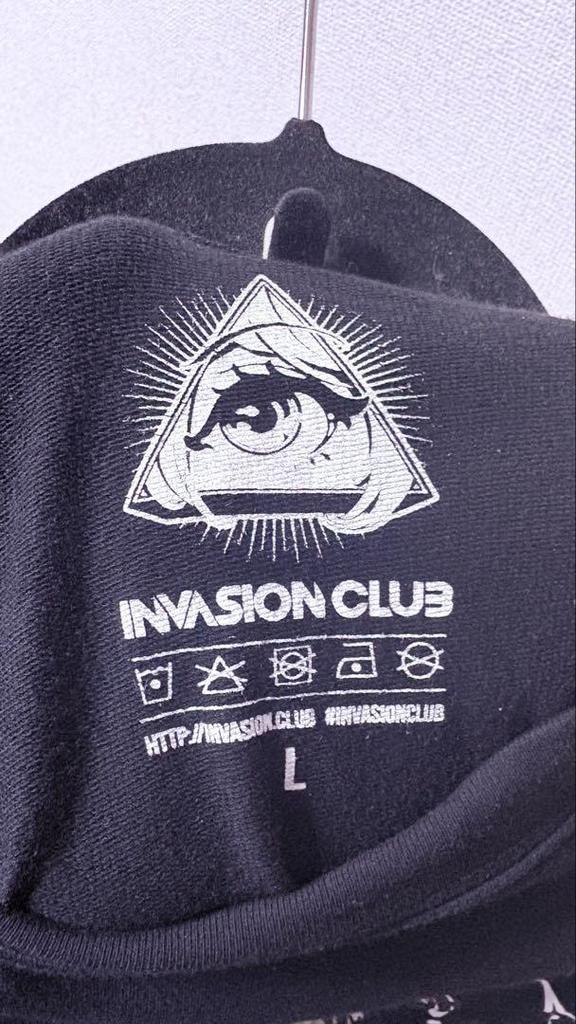[USED] INVASION CLUB Anime T-shirt, size L, black