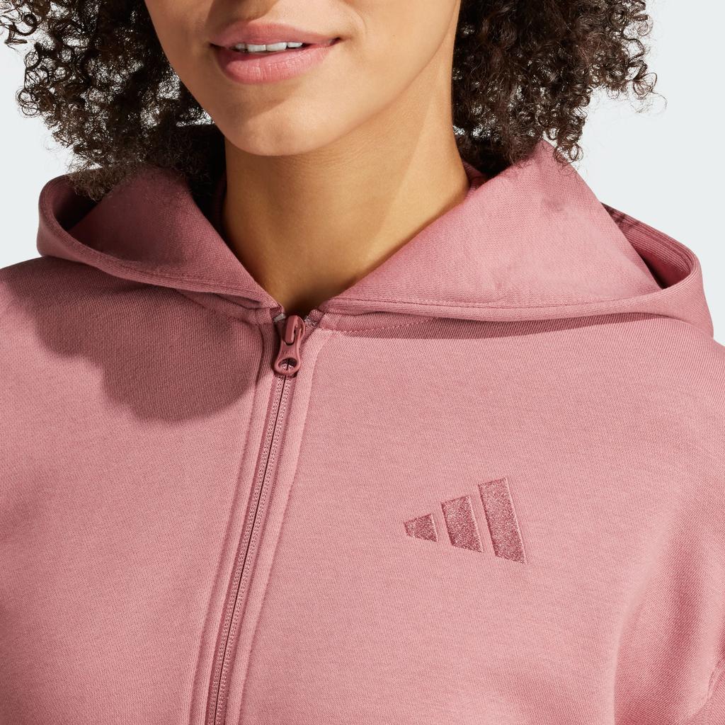 Adidas All Szn Fleece Full-Zip Hoodie Preloved Crimson Women Streetwear IY6806