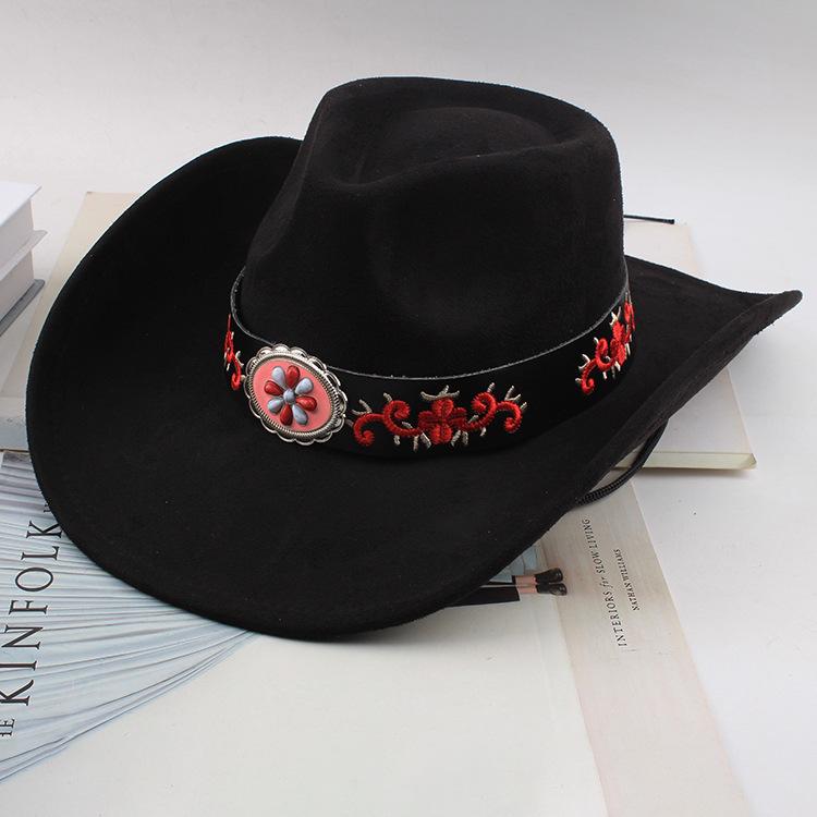 Western Cowboy Style Tibetan Fashion Top Hat Autumn/Winter New Collection Deer Skin Velvet Large Edge Riding Hat