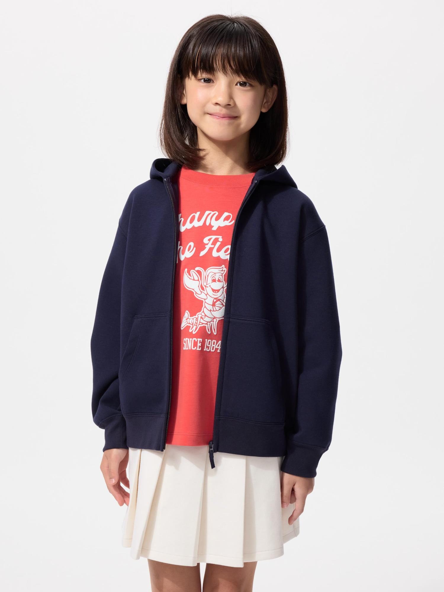 Uniqlo Japan Girls Dry Sweat Mini Coat 01 OFF WHITE/100