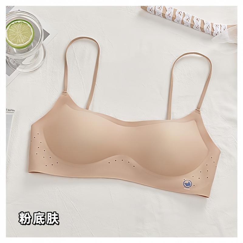 Women Thin Strap Low Back Beautiful Back Seamless Gathered Push Up Bra For Small Chest