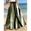 Orange-Yellow Line Interwoven Abstract Pattern Skirt, Summer Casual Vacation Style