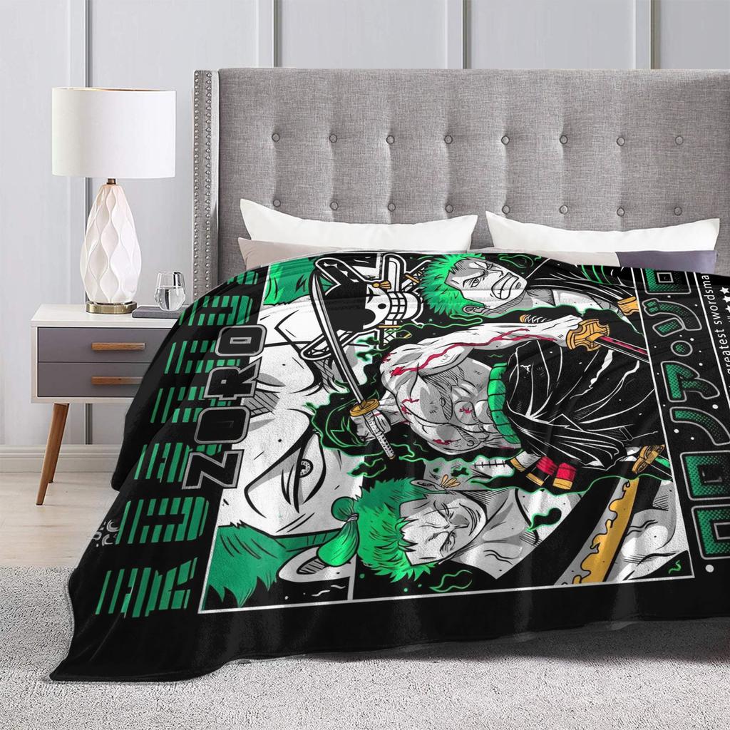 Luffy Anime Manga Coral Fleece Plush Throw Blanket Zoro Blanket for Home Couch Super Warm Bedding Throws,