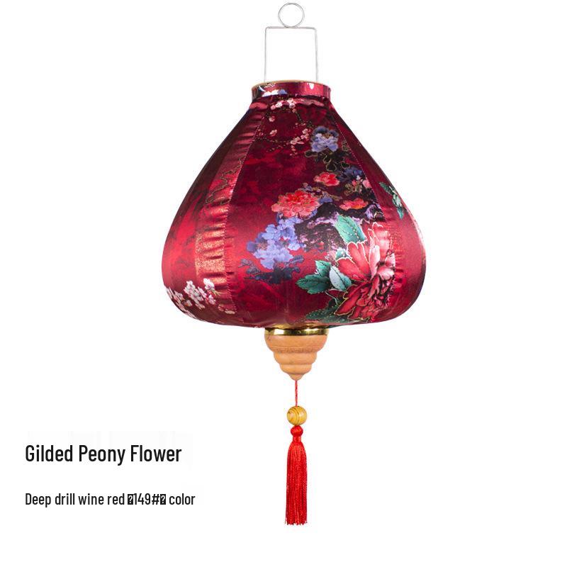 Gold-Edged Peony Palace Lantern - Chinese Style for New Year, Spring Festival, Weddings, Outdoor, or Housewarming Decor