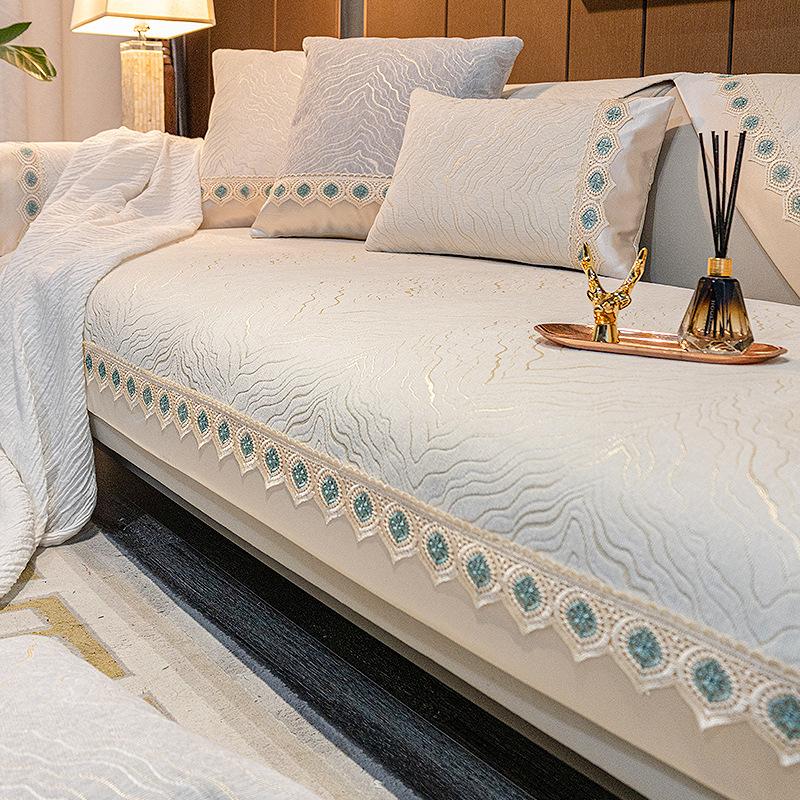 Cool Feeling Sofa Cushion Four-season Seat Cushion Non-slip Nordic Simple Modern Sofa Cover Chenille All-inclusive Thickening