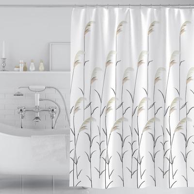 Fresh Reed Polyester Shower Curtain Thickened Waterproof Mildew Resistant Bathroom Bath Partition Universal Curtain