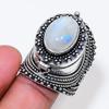 Natural Moonstone Gemstone Handmade 925 Sterling Silver Jewelry Ring Size 9 AR-18642