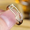 Creative Gold Color Paper Clip Rings for Women Zircon Wedding Engagement Jewelry Gift