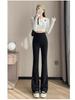 145 Women's High Waist Slim Black Micro Flare Pants - Summer Stretch Petite Fit