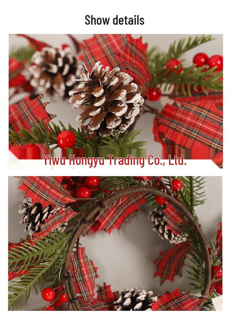 New Pinecone Red Berry Christmas Wreath - Festive Wall & Door Hanging Decoration