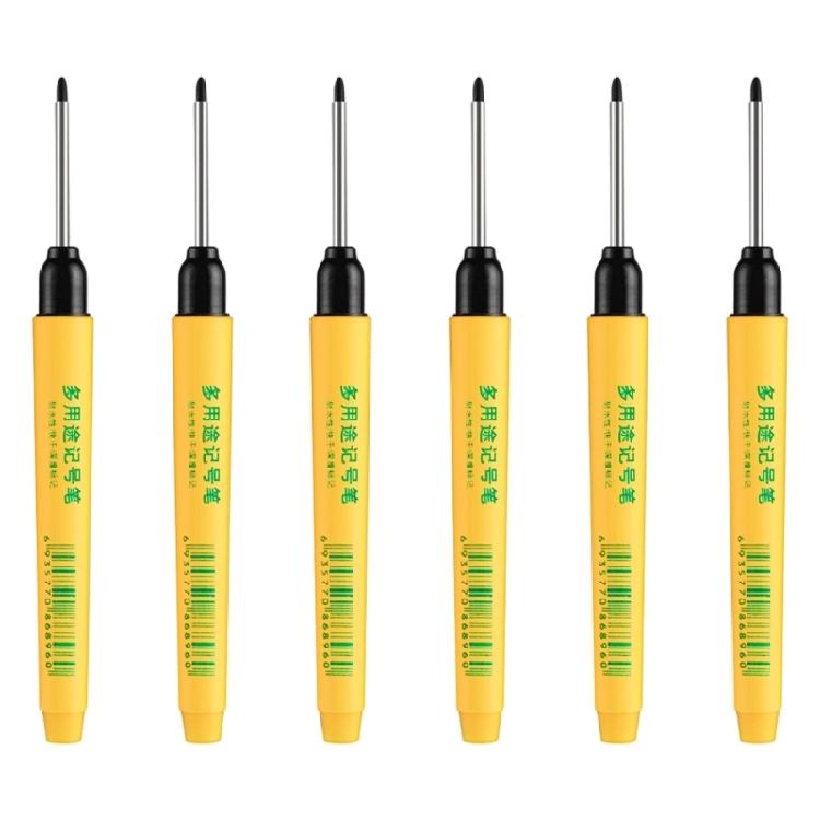 

6Pcs Deep Hole Woodworking Markers 33mm Long Tip Marker Pen for Marking on Metal Glass Ceramics Woodworking Project чорний