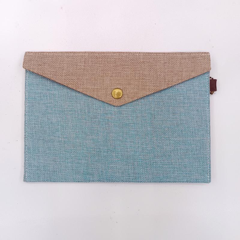 A4 Magnetic Button Linen-Feel Felt File Bag & Stationery Set for Office, Meetings, or School - A5 Document Storage