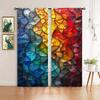 2pcs Colored Glass Printed Curtain for Home Decor - Rod Pocket Window Treatment for Bedroom   Office   Kitchen   Living Room