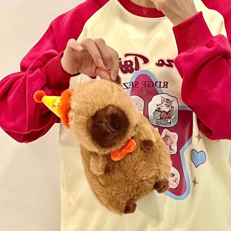 Lovely Capybara Plush Doll Cute Happy Birthday Capibara Anime Fluffty Toy Kawaii Plushie Animal Keychain Gift For Girl Friend