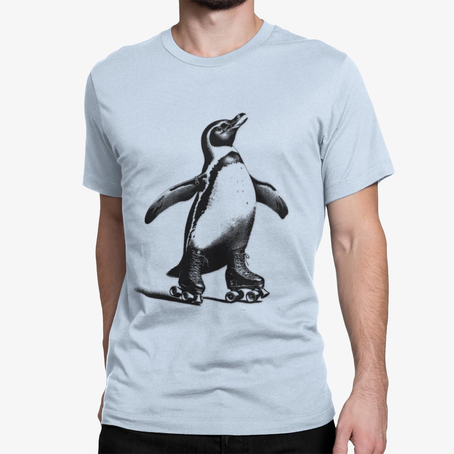 Playful Penguin on Roller Skates Unisex Softstyle T-Shirt S