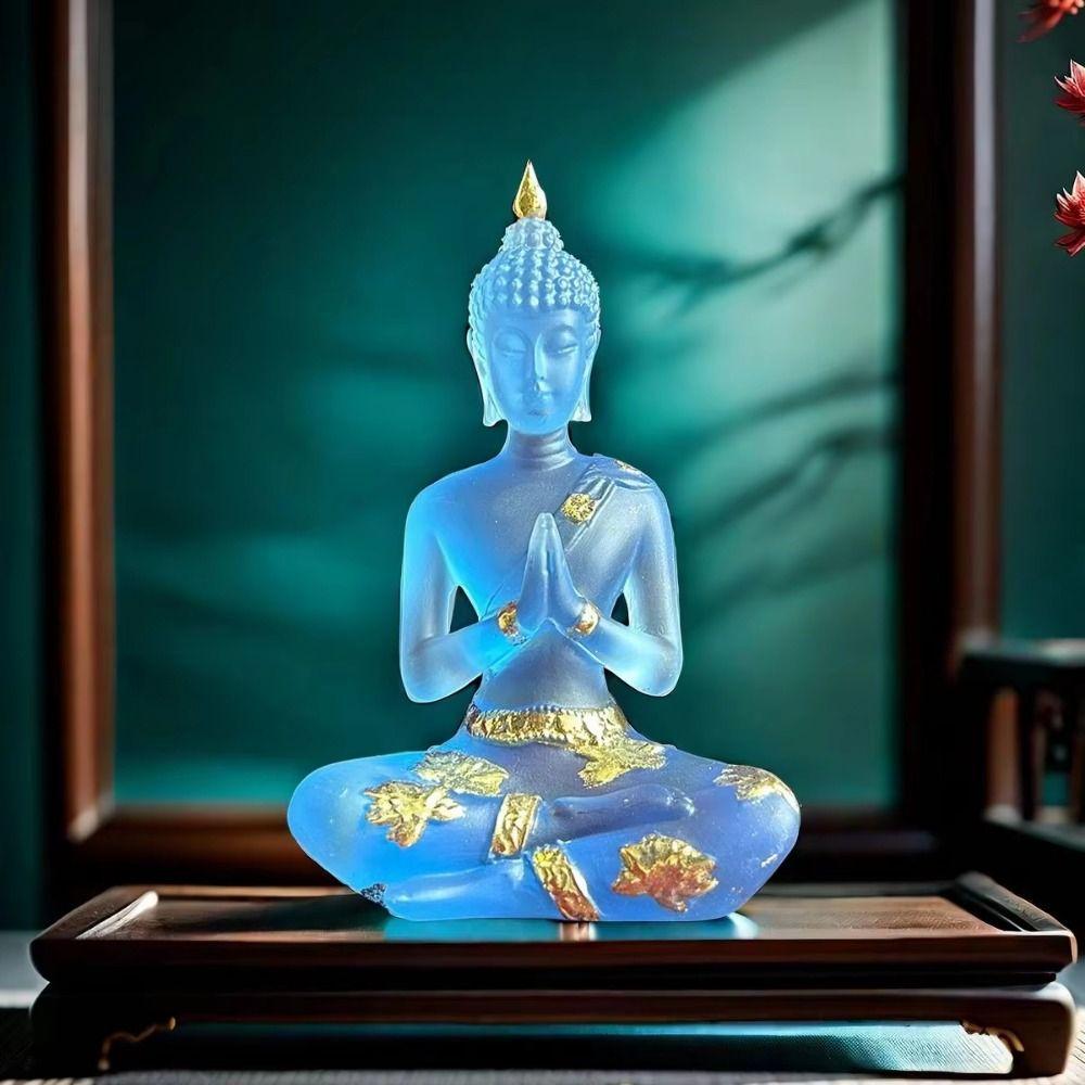 Imitation Sitting Buddha Statue Transparent Mini Buddhism Ornament  Living Room